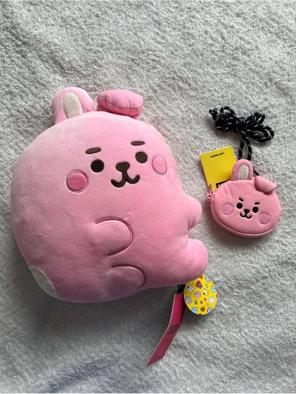 Pink Bunny Plush Crossbody Coin Pouch Set for Kids